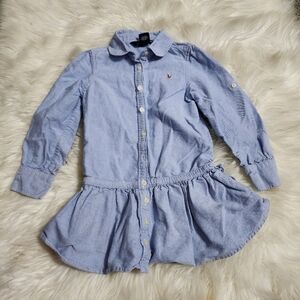 Polo Ralph Lauren Girls Drop Waist Chambray Shirt Dress 4/4T